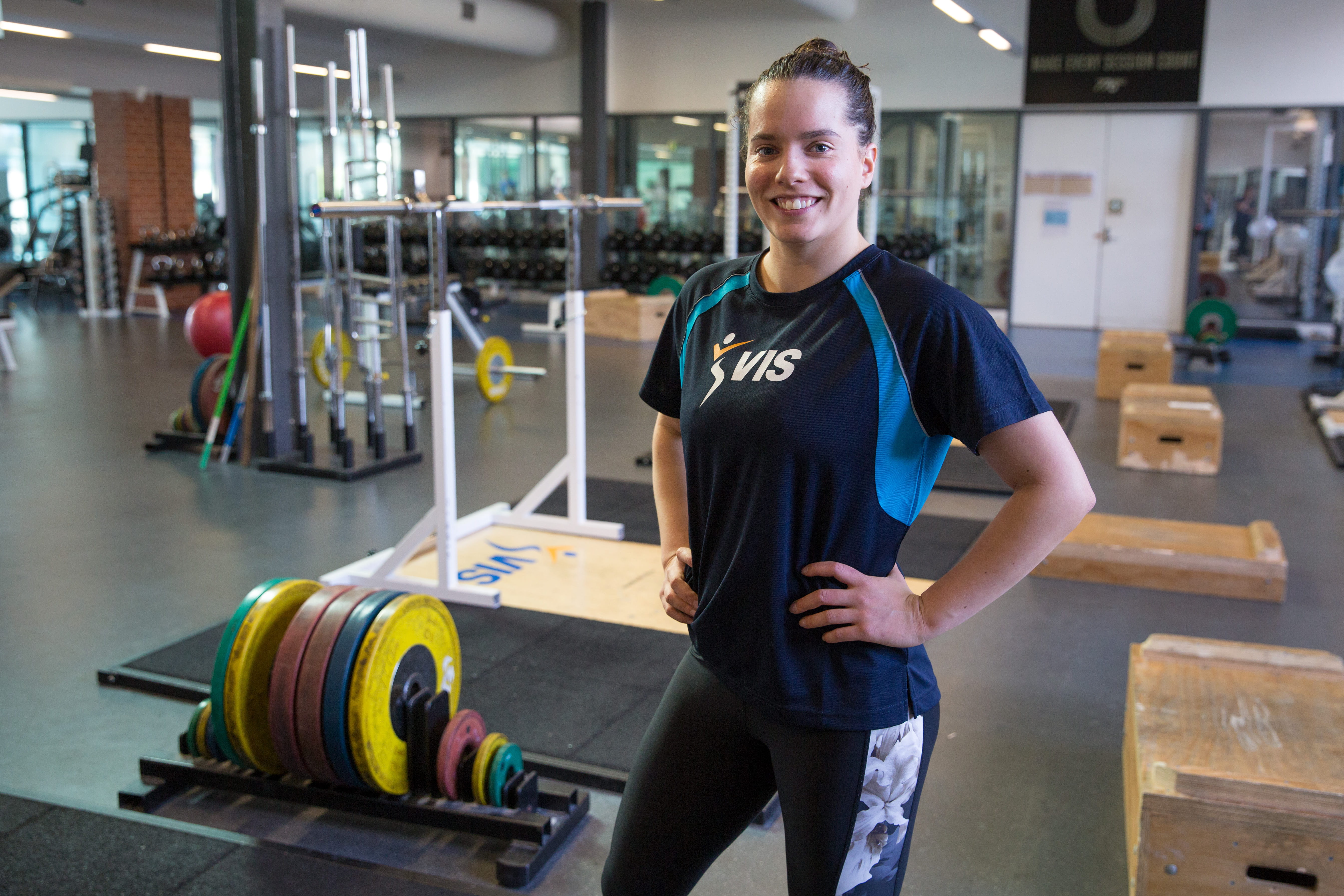 Victorian Institute of Sport supported athlete Anabelle Smith in the gym